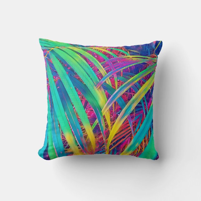 Tropical palm leaf texture background. Palm leaf i Throw Pillow (Front)