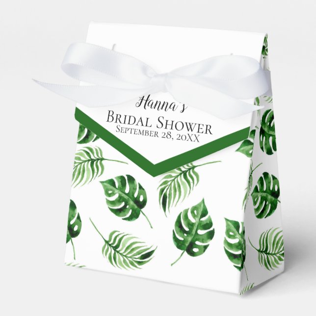 Tropical Palm Leaf Thank You Bridal Shower Favor B Favor Boxes (Front Side)