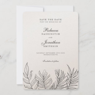 Tropical Palm Leaf Vintage Wedding Save The Date Invitation