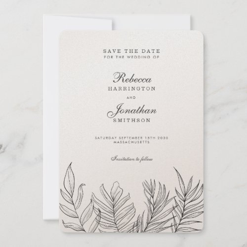 Tropical Palm Leaf Vintage Wedding Save The Date Invitation