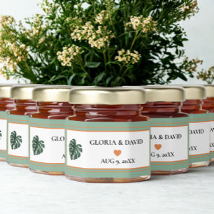 Tropical Palm Leaf Wedding Honey Jar Favors
