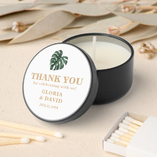 Tropical Palm Leaf  Wedding Mini Candle Favors