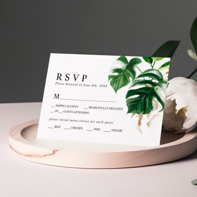 Tropical Palm Leaf  Wedding RSVP (Creator Uploaded)