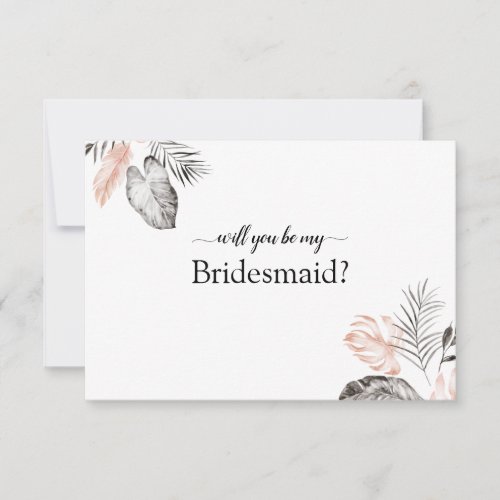 Tropical Palm Leaf Will You be My Bridesmaid Card