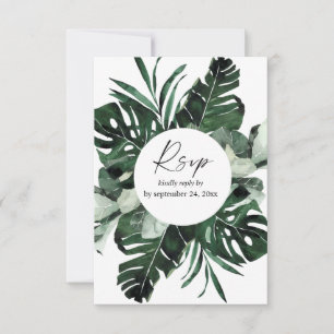 Tropical Palm Leaf with Meal RSVP Card