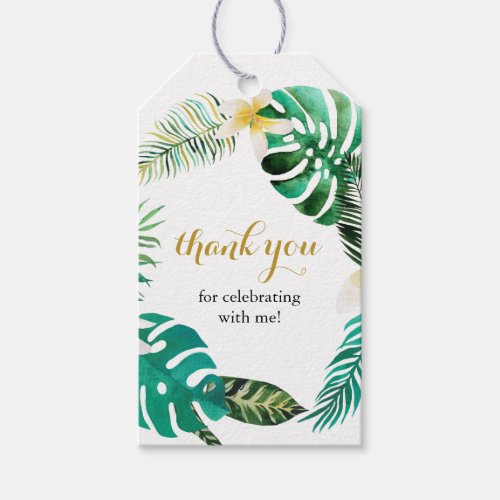 Tropical Palm Leaf Wreath Thank You Gift Tags
