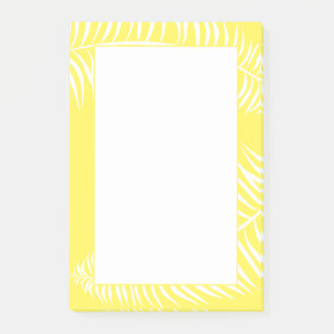 Tropical Palm Leaf Yellow White Post-it Notes