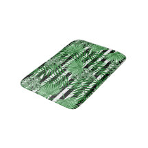 Tropical Palm Leafs Black White Stripes Pattern