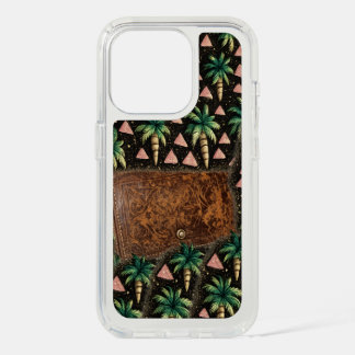  Tropical Palm & Leather Wallet Pattern iPhone 15  Pro Case