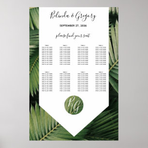 Tropical Palm Leave Greenery Wedding Seating Chart