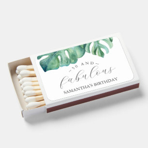 Tropical Palm Leaves 50th Birthday Party Matchboxes