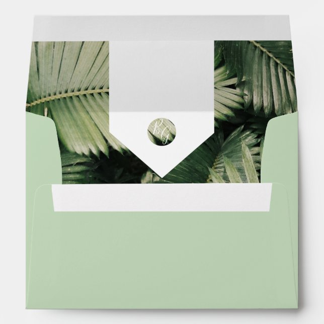 Tropical Palm Leaves 5x7 Wedding Invitation Envelope (Back (Bottom))