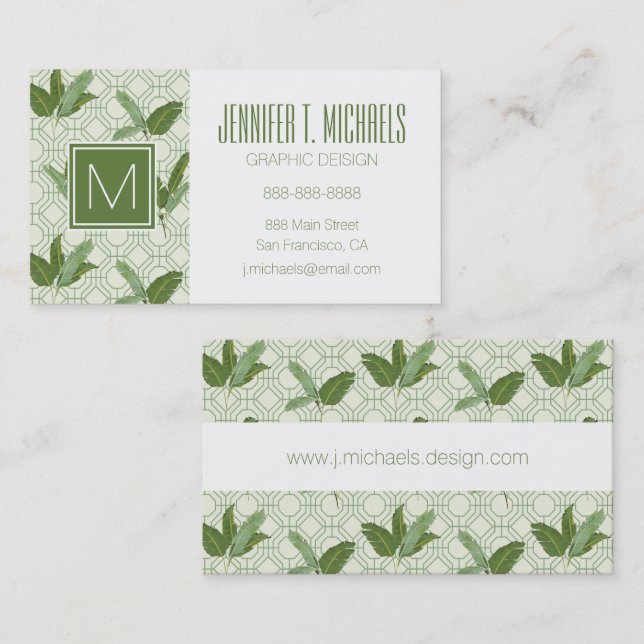 Tropical Palm Leaves | Add Your Name Business Card (Front/Back)