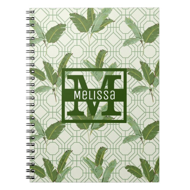 Tropical Palm Leaves | Add Your Name Notebook (Front)