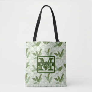 Tropical Palm Leaves Add Your Name Tote Bag