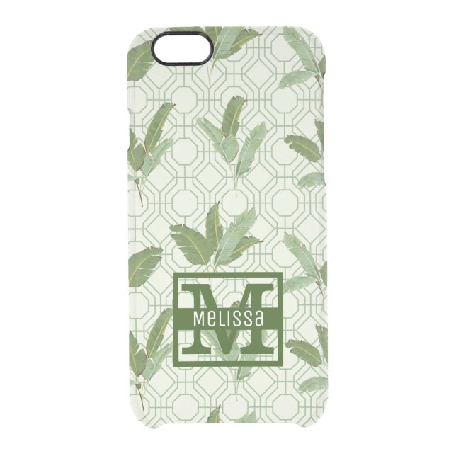 Tropical Palm Leaves | Add Your Name Uncommon iPhone Case (Back)