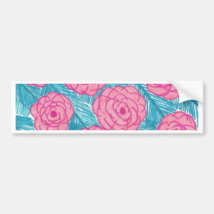 Tropical Palm Leaves and Flowers Bumper Sticker