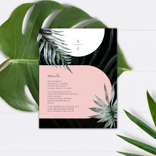 Tropical Palm Leaves Arch Wedding Details Enclosure Card