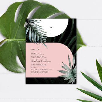 Tropical Palm Leaves Arch Wedding Details Enclosure Card by JillsPaperie at Zazzle