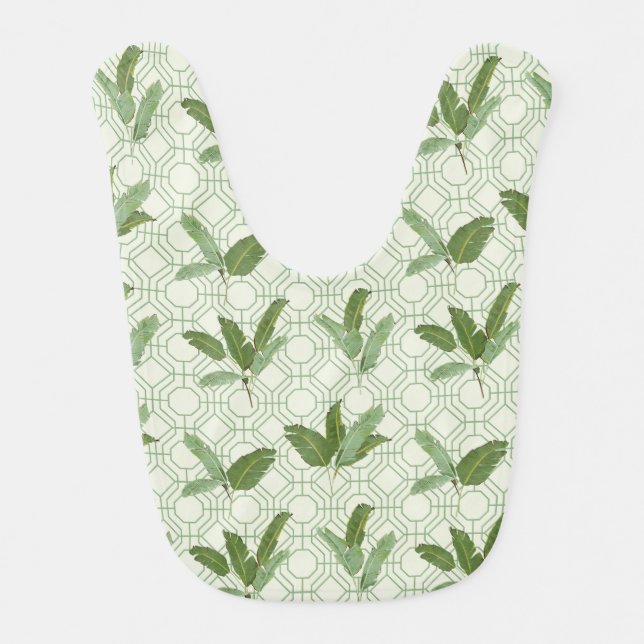 Tropical Palm Leaves Baby Bib (Front)