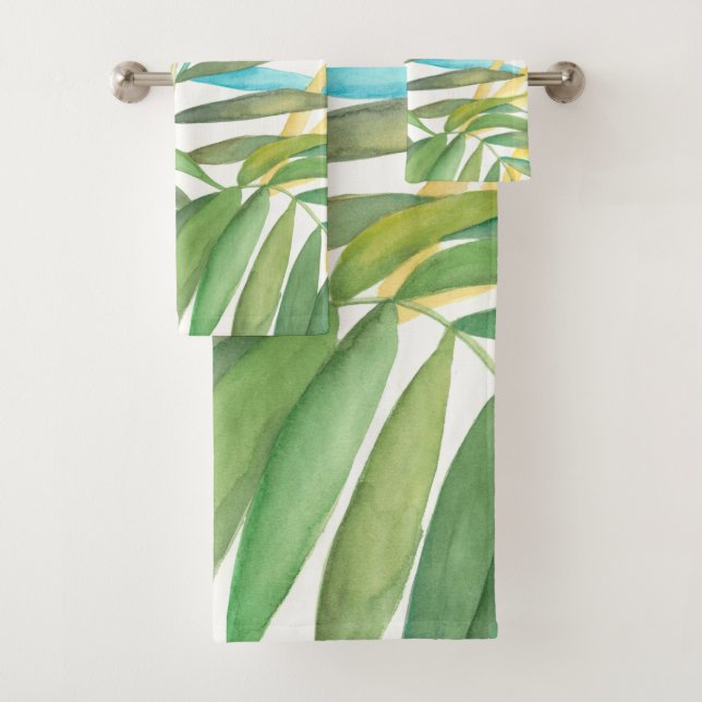 Tropical Palm Leaves Bath Towel Set (Insitu)