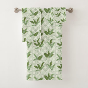 Tropical Palm Leaves Bath Towel Set
