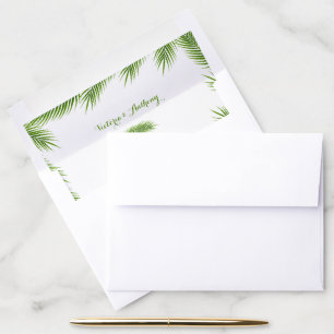 Tropical Palm Leaves Beach Wedding Envelope Liner