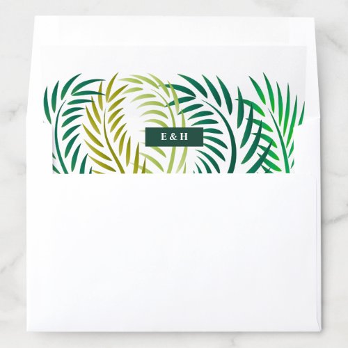 Tropical Palm Leaves Beach Wedding Envelope Liner