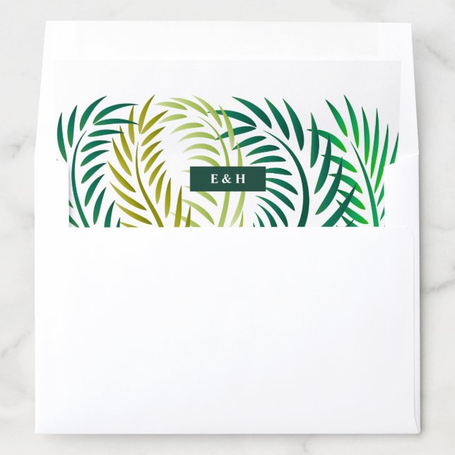 Tropical Palm Leaves, Beach Wedding Envelope Liner (In Envelope)