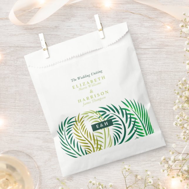 Tropical Palm Leaves, Beach Wedding Favor Bag (Clipped)