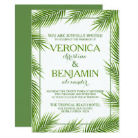Tropical Palm Leaves Beach Wedding Invitation