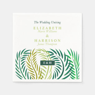 Tropical Palm Leaves, Beach Wedding Napkins