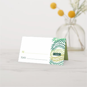 Tropical Palm Leaves, Beach Wedding Place Card