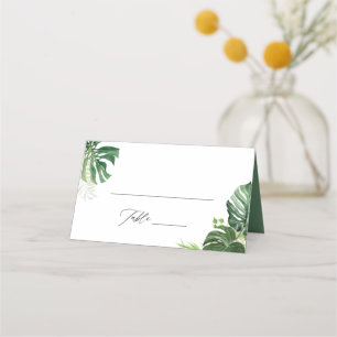Tropical Palm Leaves Beach Wedding Place Card