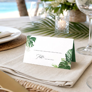 Tropical Palm Leaves Beach Wedding Place Card