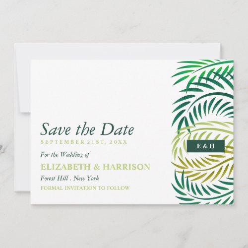 Tropical Palm Leaves Beach Wedding Save The Date