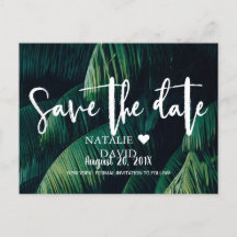 Tropical Palm Leaves Beach Wedding Save the Date