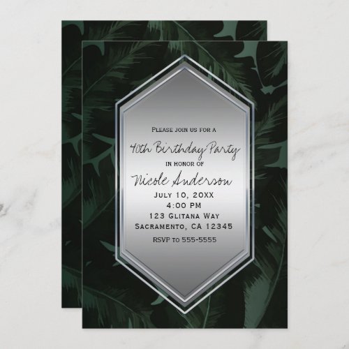 Tropical Palm Leaves Birthday Party Any Event Invitation