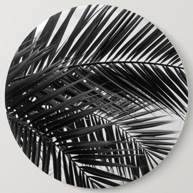 Tropical Palm Leaves - Black and White Photography Button (Front)
