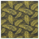 Tropical Palm Leaves Black and Yellow Pattern Fabric