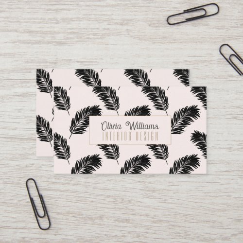 Tropical Palm Leaves Black White Business Card