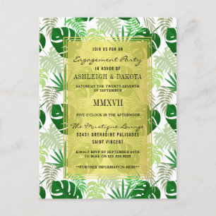 Tropical Palm Leaves Botanical Engagement Party Invitation Postcard