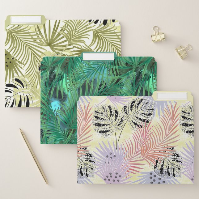 Tropical, palm leaves, Botanical File Folder (Set)