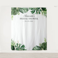 Tropical Palm Leaves Bridal Shower Backdrop