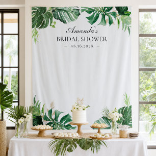 Tropical Palm Leaves Bridal Shower Backdrop