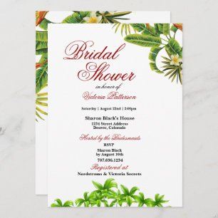 Tropical Palm Leaves Bridal Shower Invitations