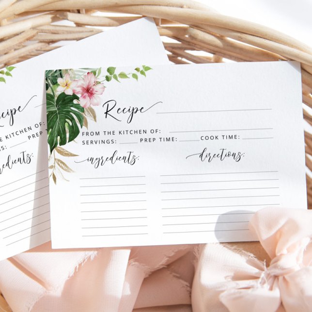 Tropical palm leaves bridal shower recipe card (Creator Uploaded)