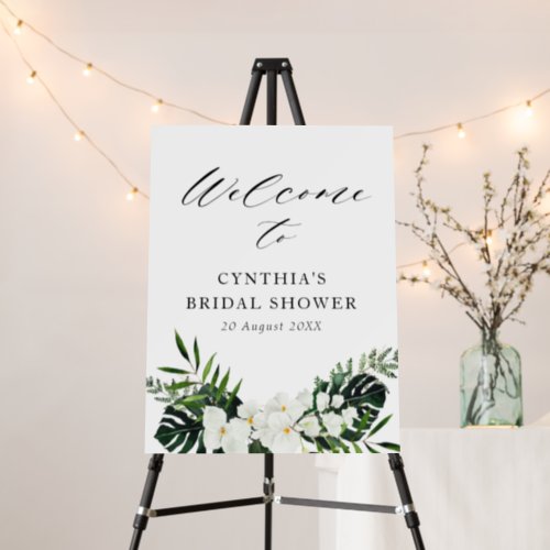  tropical palm leaves bridal shower welcome sign