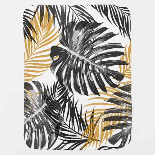 Tropical Palm Leaves Chic Floral Baby Blanket