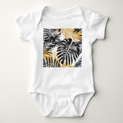 Tropical Palm Leaves Chic Floral Baby Bodysuit